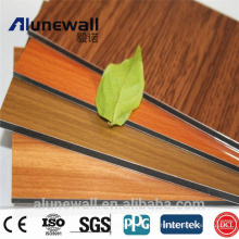 Garantía de 20 años de la serie de madera PE / PVDF recubrimiento panel compuesto de aluminio de alunewall fabricante chino